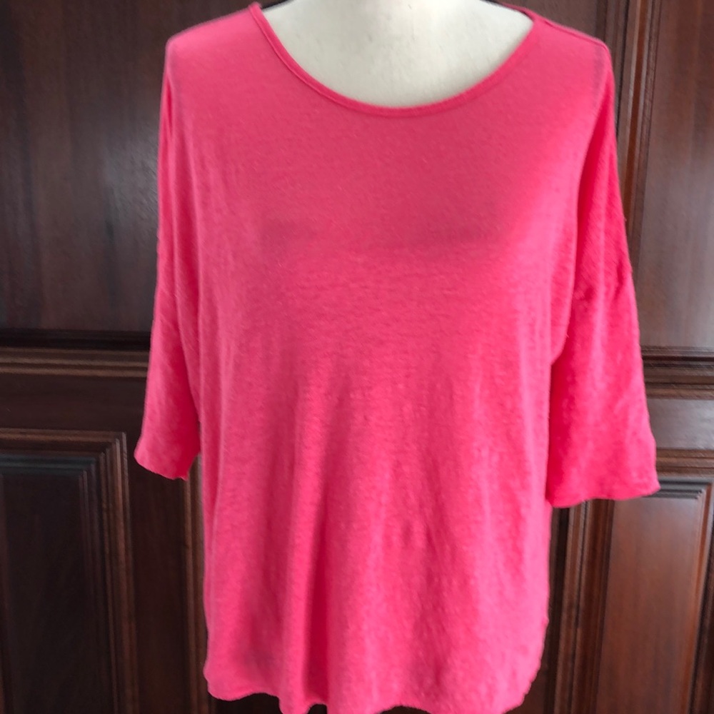 Calypso St Barth oversized hot pink linen top XS